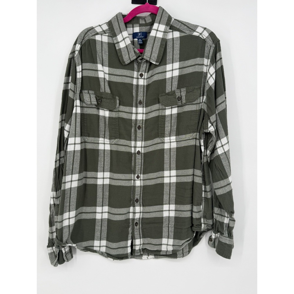 George Men's Green Long Sleeve Button Down Flannel 2XL
